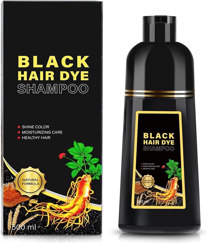 Black Hair Dye Shampoo 3 in 1, Herbal Shampoo Hair Dye for Women Men, Grey Coverage