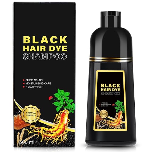GDRFNP Black Hair Dye Shampoo 3 en 1, champú con ingredientes herbarios, tinte para cabello negro para mujeres y hombres, champú de cobertura de