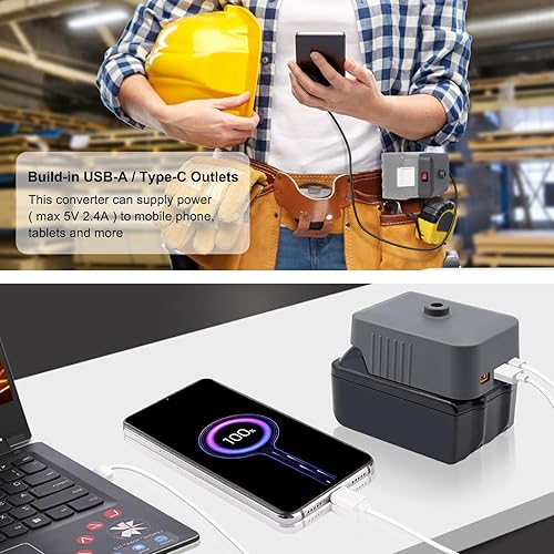 Miniatura 4 de Horsun Fuente de alimentación Inversor USB Cargador Adaptador Powertool Convertidor Compatible con MakitaBosch 12V 18V Herramientas Eléctricas