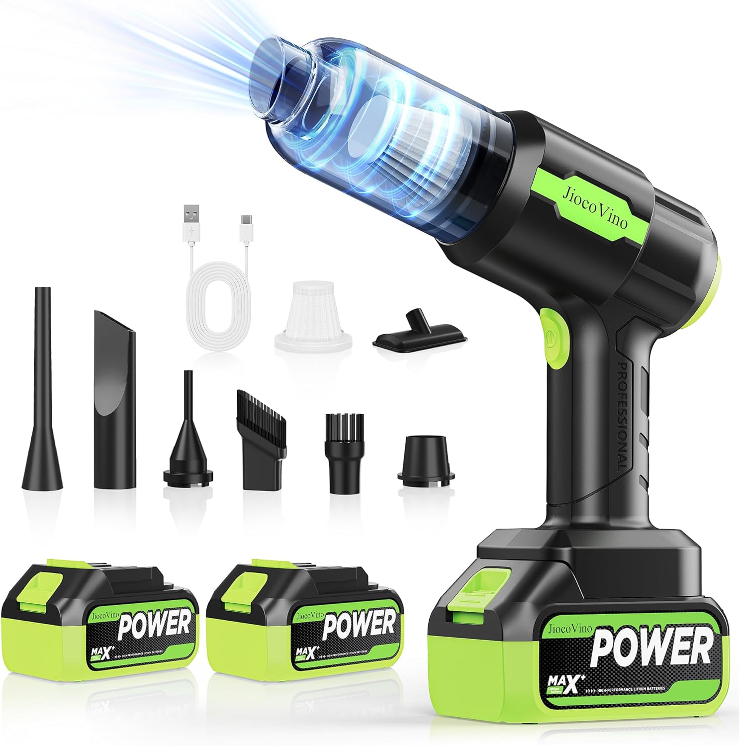 Cordless Car Vacuum Portable -Handheld Vacuum Cleaner 50000PA-High Power Suction & Blower for Car, Home, Office, Desktop, Keyboard,Pet Hair-2-in-1 Vacuum - with 2×4.0Ah Batteries