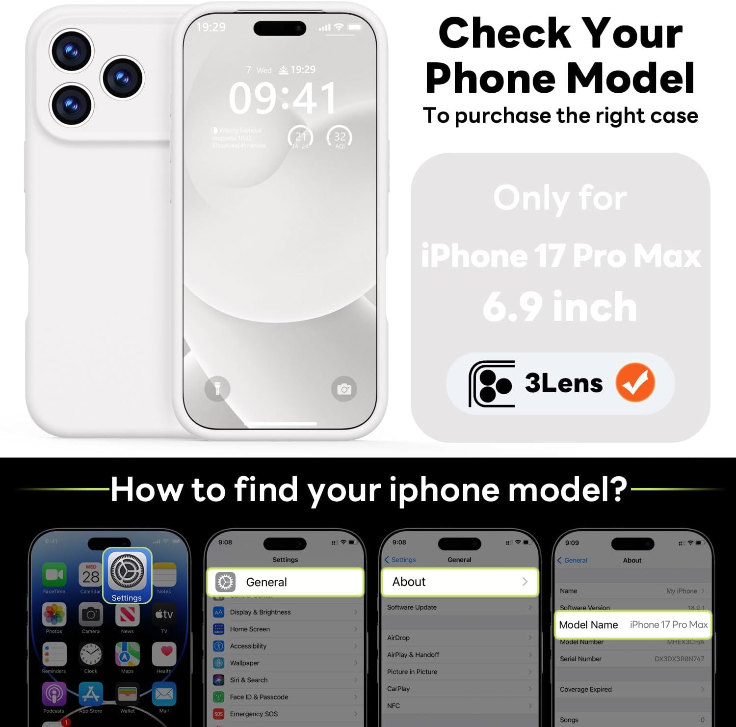 Vooii Magnetic for iPhone 17 Pro Case, Compatible with Magsafe (Premium Liquid Silicone) (Integrated Camera Control Button) Full Body Protective Anti-Scratch Microfiber Lining 6.3", White White iPhone 17 Pro