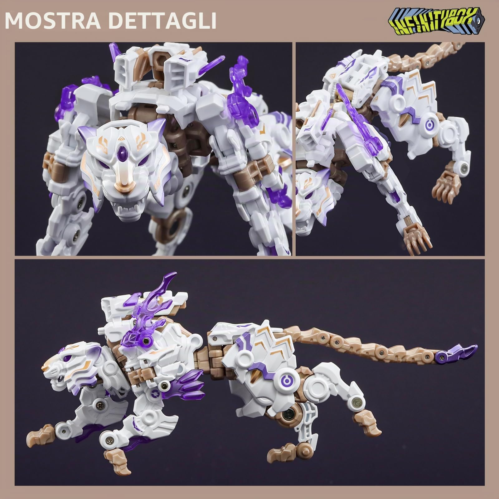 52TOYS INFINITYBOX IB-03 BAIHU - Action figure giocattolo di deformazione, giocattoli di conversione in mecha e cubo, regalo perfetto per feste di compleanno per adolescenti e adulti