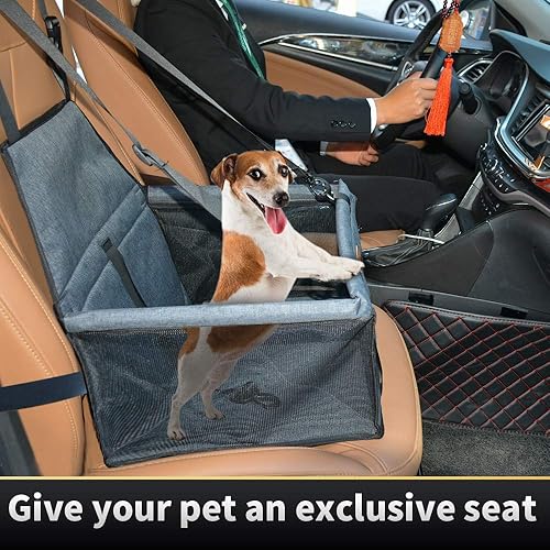 Miniatura 7 de SWIHELP Asiento de coche para cachorros asiento de coche portátil para mascotas con correa de seguridad con clip y tubo de soporte de PVC Flor negra