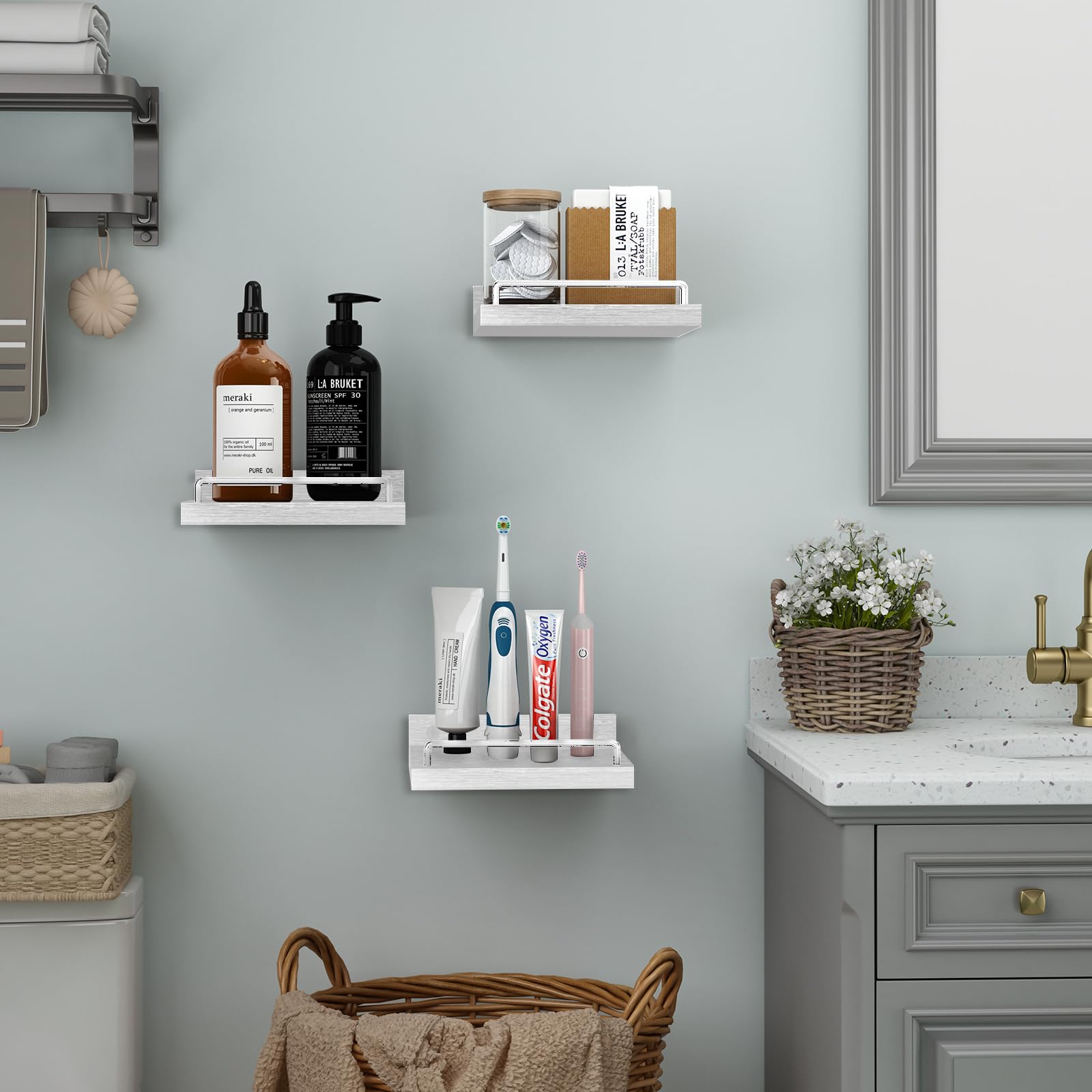 Estante Flotante Pequeño De Pared, Juego De 3 Blancos | Meses Sin Interés