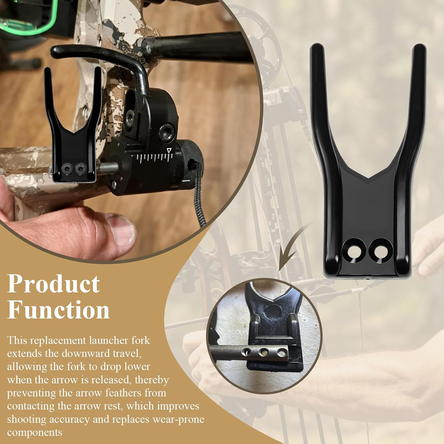 Drop Down Arrow Rest Launcher Fork Kit for Drop-Away QAD Arrow Rest | TL1 Launcher Fork with Hex Wrench & Screws, Provides Extra 1/8" Drop for Better Arrow Clearance, Durable, Easy Swap, 1 Set