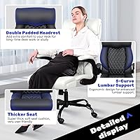 Vista 6 de Silla ejecutiva de oficina de respaldo alto - Escritorio ergonómico para computadora con función de balanceo, de cuero para gerencia