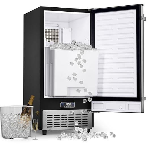 Coolake Under Counter Ice Maker Machine 120 Lbs/Day with 30 Lbs Ice Storage, 15” Built-in Freestanding Ice Maker, Self Cleaning, Gravity Drainage, Undercounter Ice Machine for Home Bar Kitchen Office