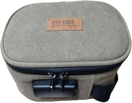 Smell Proof Bag with Combination Lock, Smell Proof Container with Metal Tray and Mini Pouch Pocket, Stash Box for Storage and Travel, Portable and Easy to Use, Khaki