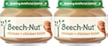 Meat Baby Food Jars, Chicken & Chicken Broth Puree, 7g Protein, Stage 1 Baby Food for Babies 4 Months and Up, 2.5oz Glass Jars, 10ct (Pack of 2)