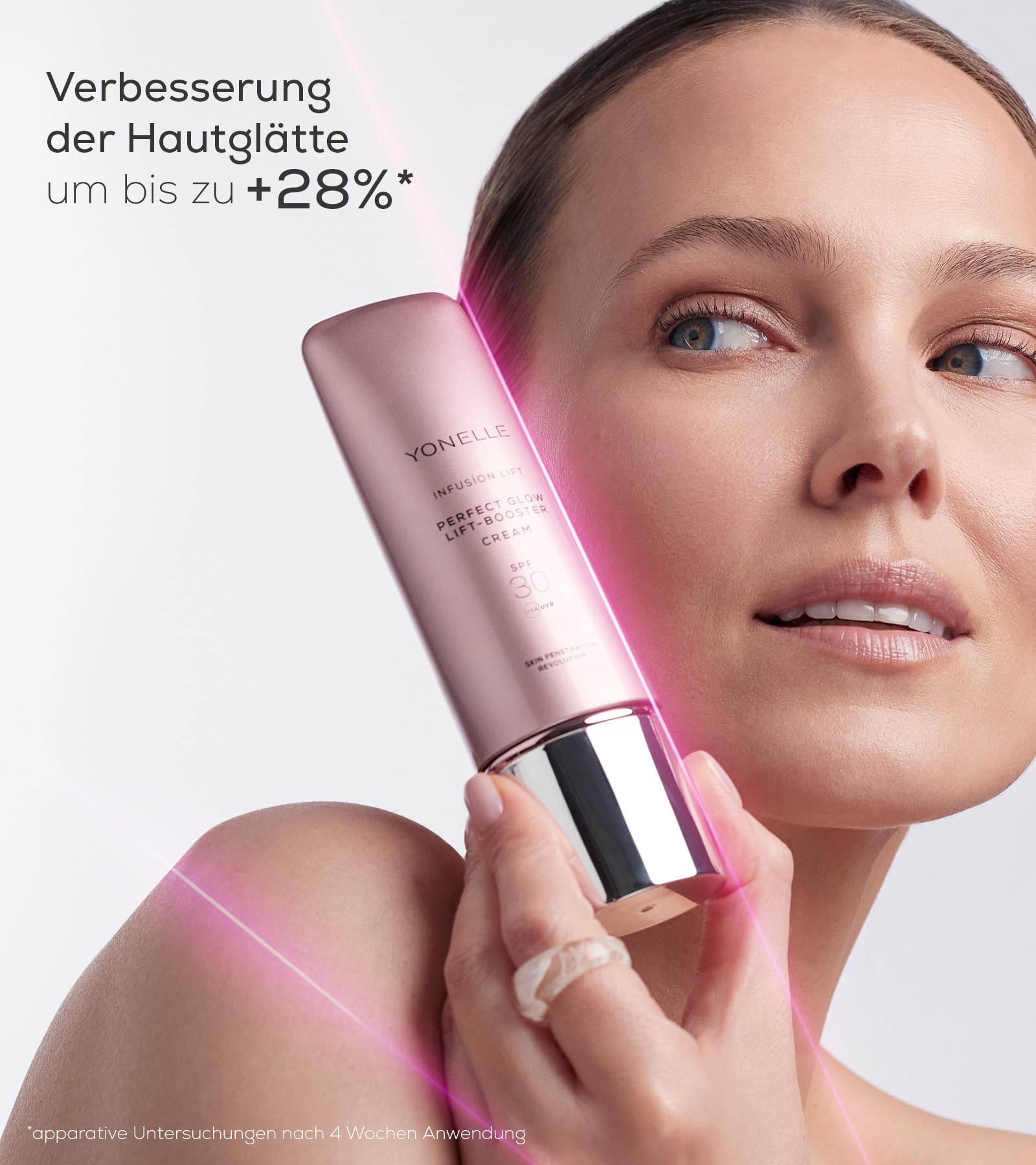YONELLE Faltencreme mit Soforteffekt & Glow LSF 30 für reife Haut | Peptide, Hyaluron, getönte Tagespflege, Feuchtigkeit, Elastizität, Lifting-Pflege, ebenmäßiger Hautton, seidiges Finish
