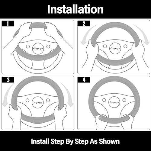 Miniatura 6 de Ergocar Funda deportiva de fibra de carbono y primera capa de cuero de vaca para volante de automóvil, protector de volante antideslizante universal