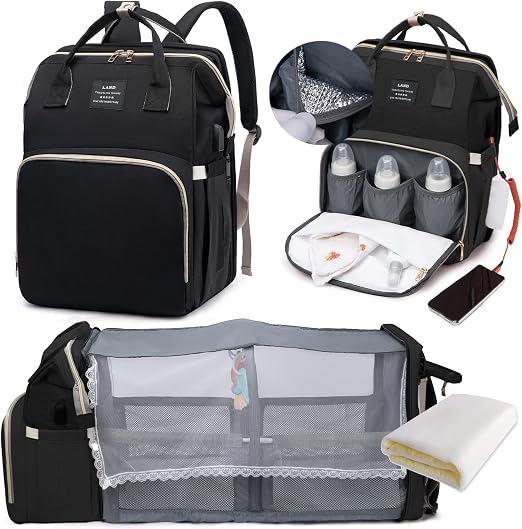 LEcylankEr Sac à Dos à Langer Modulable avec Lit Bébé Extensible et Moustiquaire