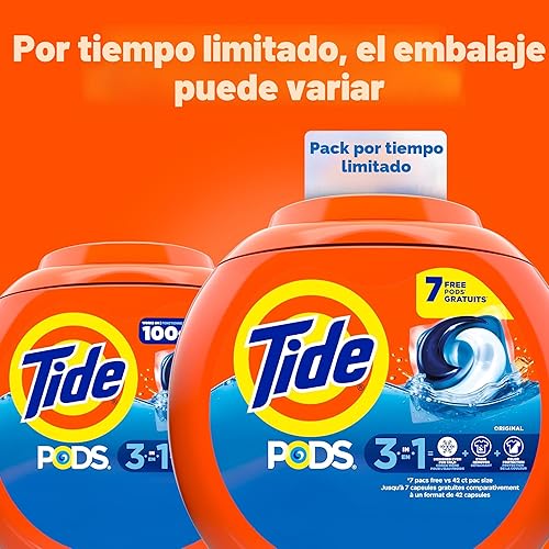 Miniatura 2 de Tide PODS detergente para ropa en cápsulas, removedor de manchas 3 en 1, combatiente de olores, protector de color, 42 unidades, compatible con HE