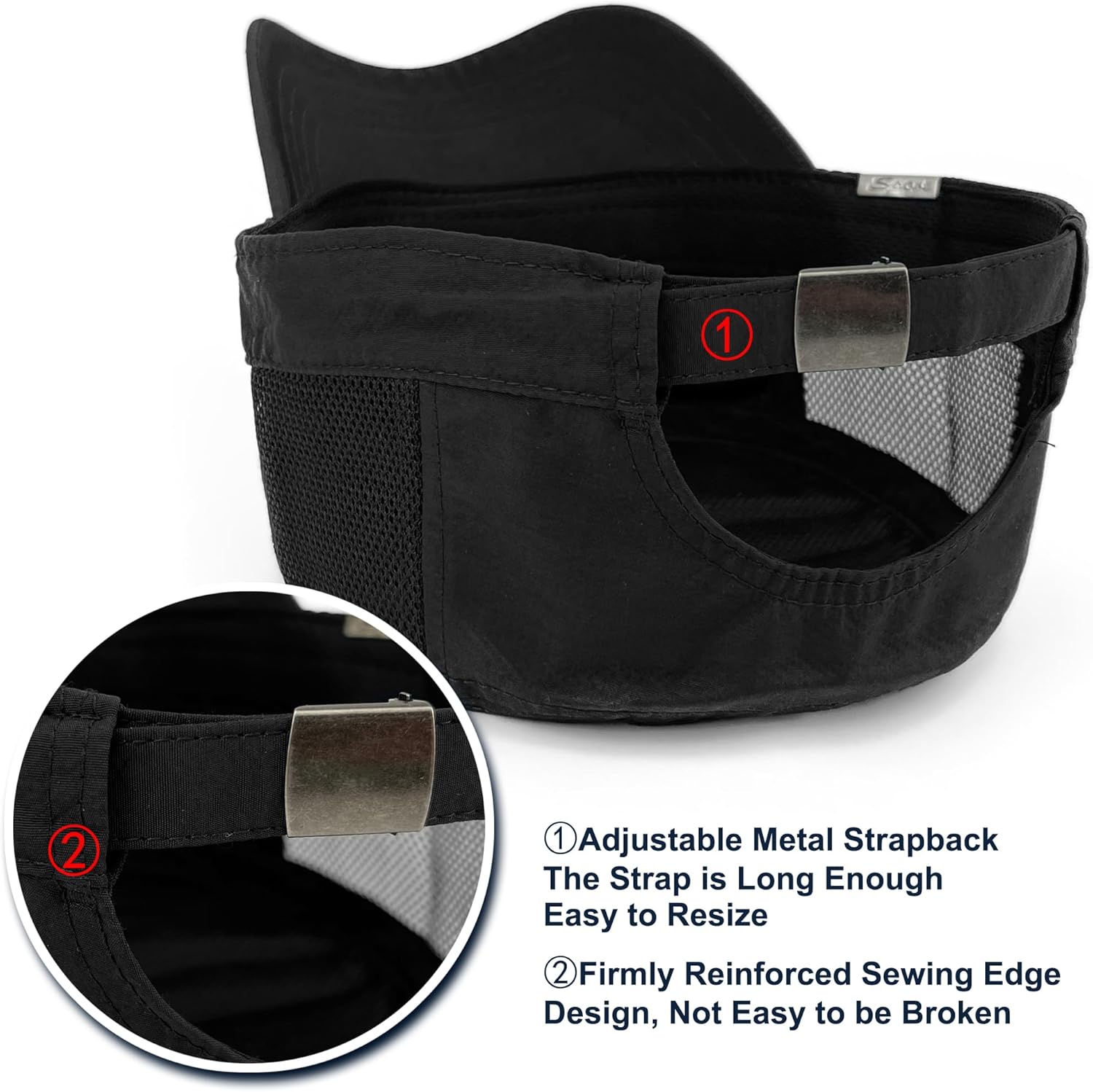 Mesh Back Cadet Caps for Women Lightweight Army Military Hats for Men Breathable Flat Top Dad Cap Black - Image 4