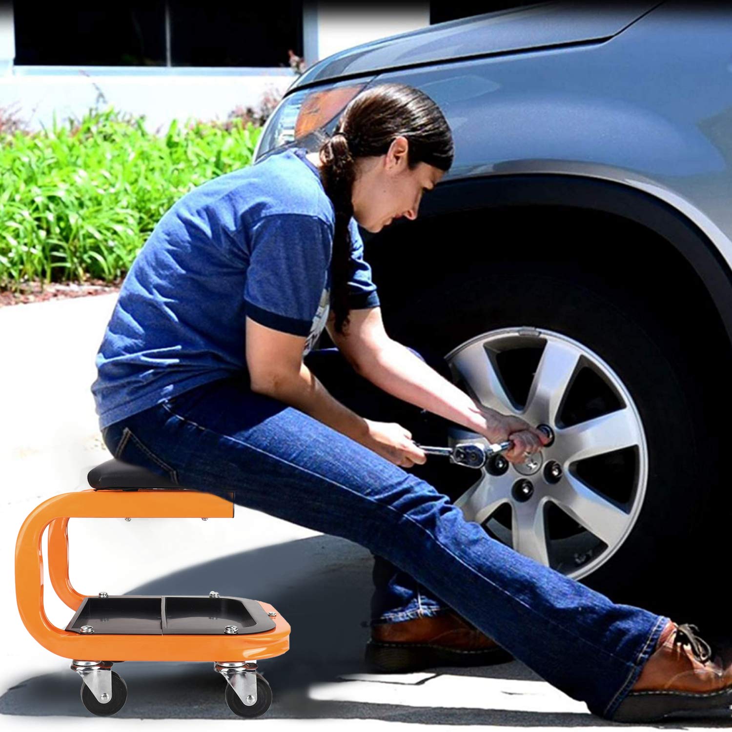 Best Cyber Deals 🔥 awagas Heavy Duty Rolling Creeper Garage Shop Seat Rolling Garage Stool Big Padded Mechanic Seat Mechanics Stool with Segmented Tool Tray Storage and 4 Rubber Swivel Casters - 400 lbs Capacity Amazing 🔥 awagas Heavy Duty Rolling Creeper Garage Shop Seat Rolling Garage Stool Big Padded Mechanic Seat Mechanics Stool with Segmented Tool Tray Storage and 4 Rubber Swivel Casters - 400 lbs Capacity