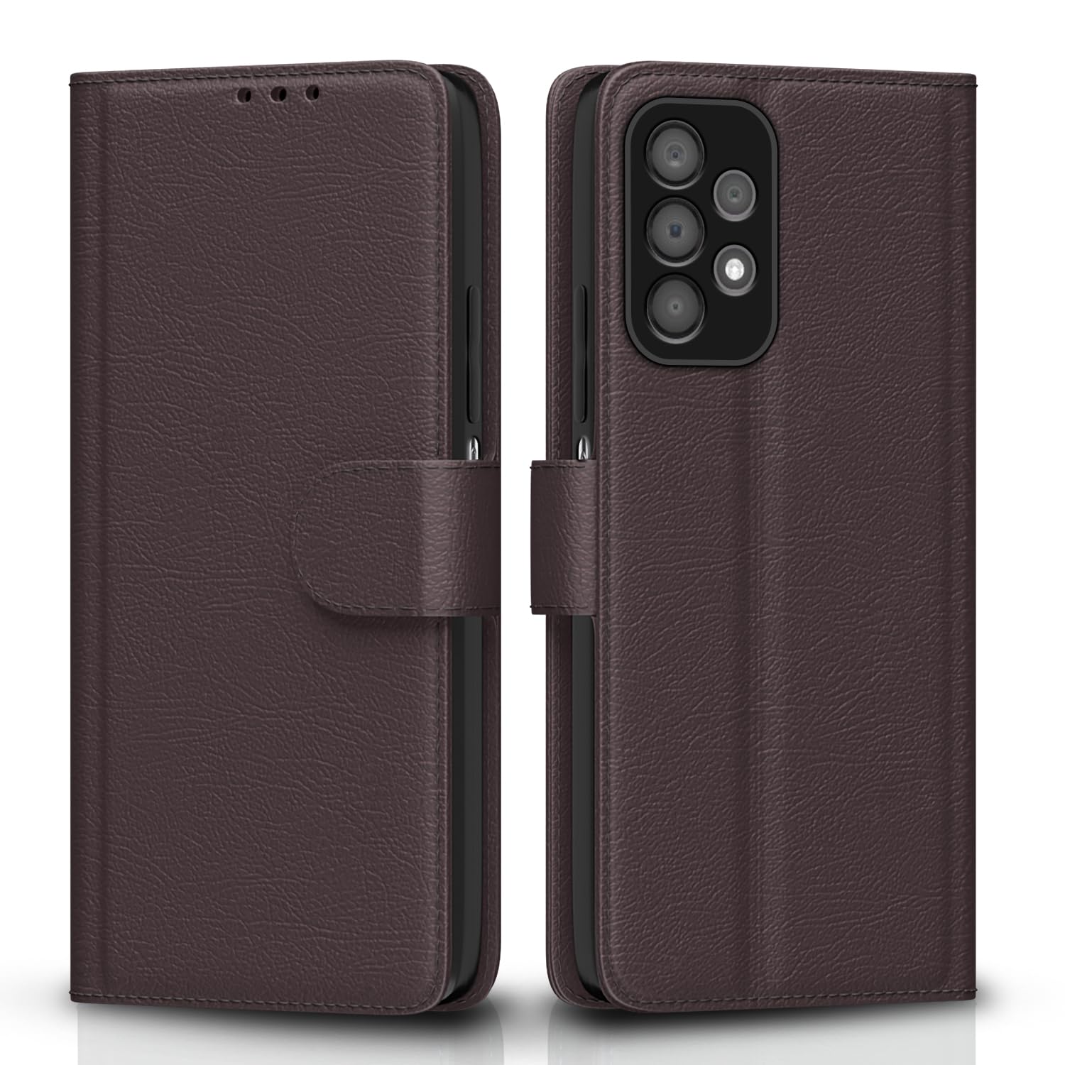 Pikkme Samsung Galaxy A23 4G / A23 5G Flip Case Leather Finish | Inside TPU with Card Pockets | Wallet Stand and Shock Proof | Magnetic Closing | Complete Protection Flip Cover (Coffee)