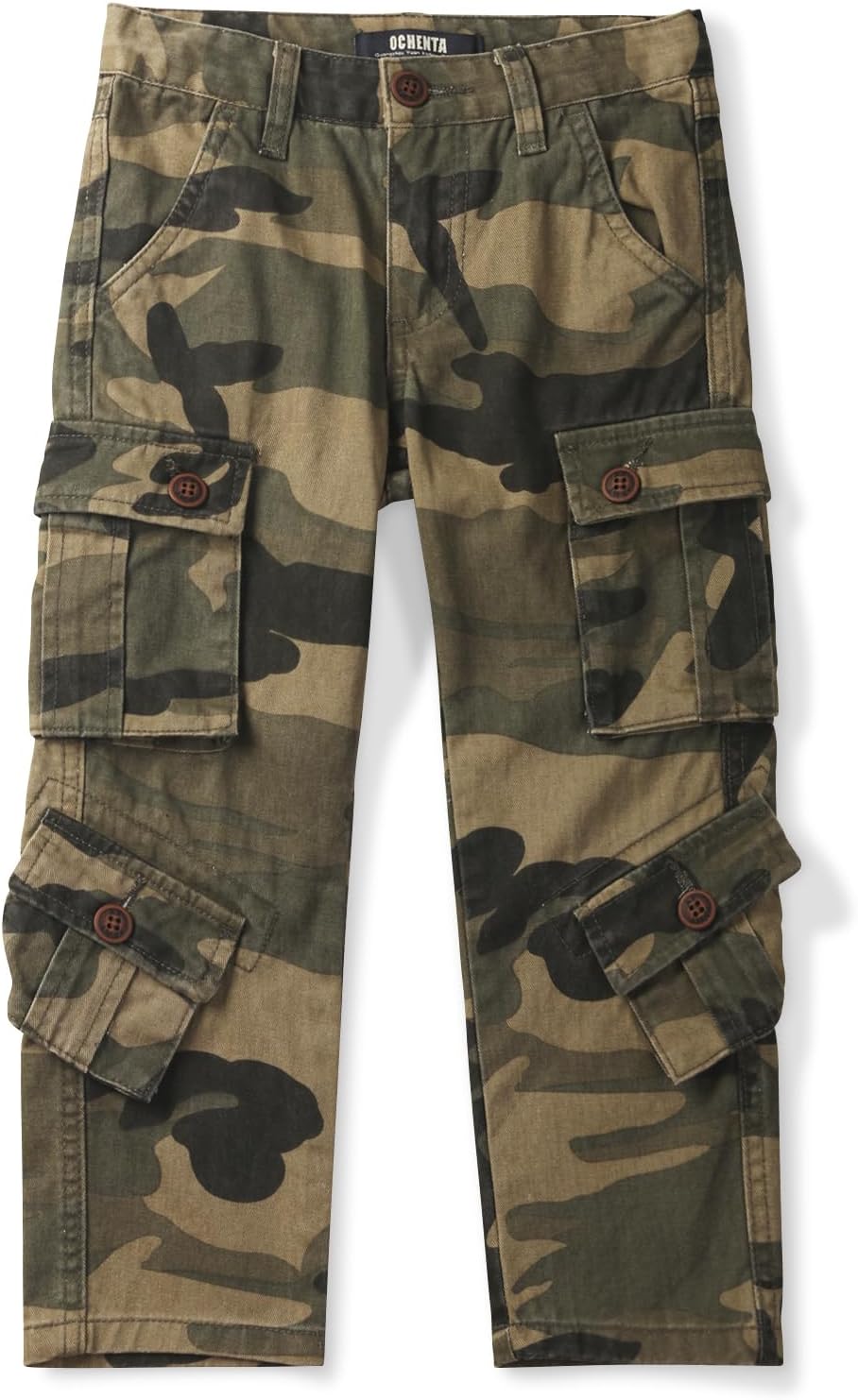 Boys' Camo Military Cargo Pants, 8 Pockets Casual Outdoor Scout Hiking Trousers