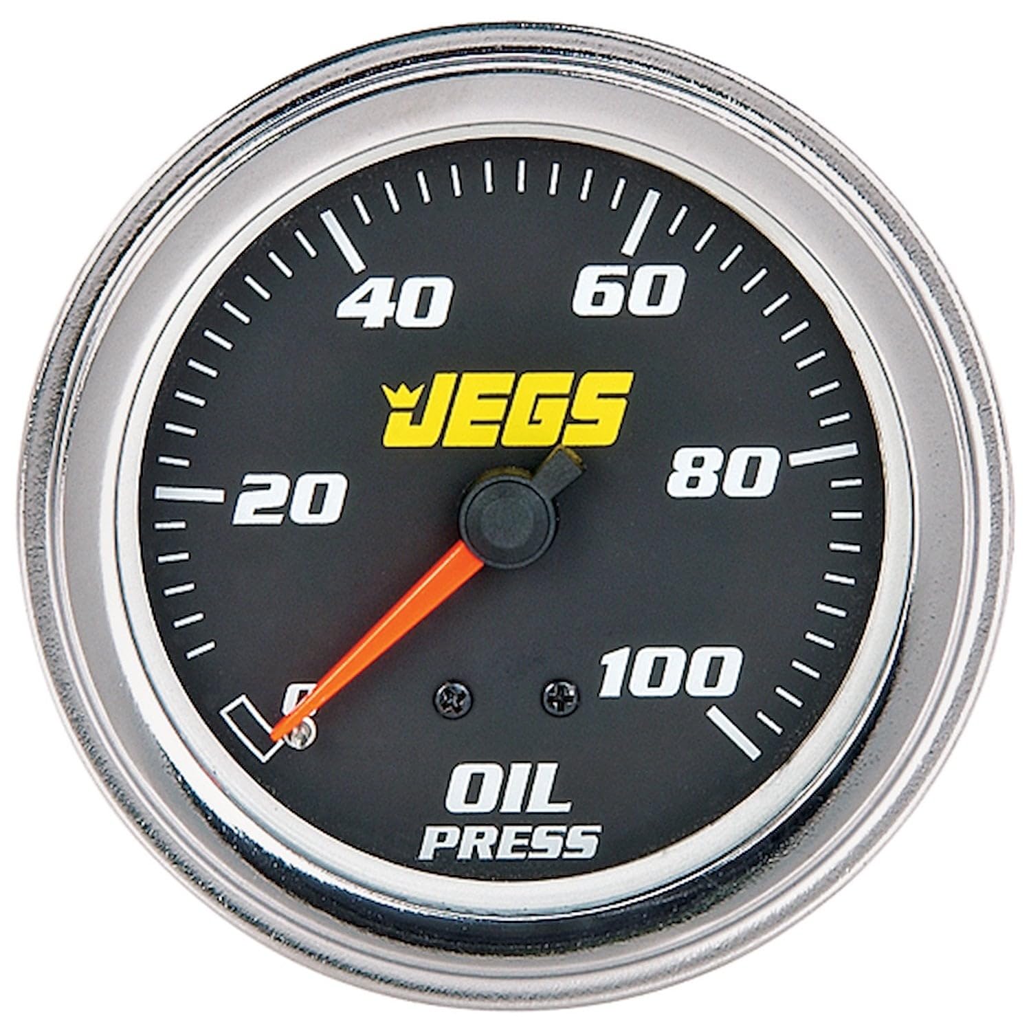 JEGS Oil Pressure Gauge | 2-5/8� Diameter | Mechanical | 0 to 100 PSI | Black Face/Dial | Includes 1/8" & 1/4" NPT Adapter Fittings & 6 Feet of Nylon Tube