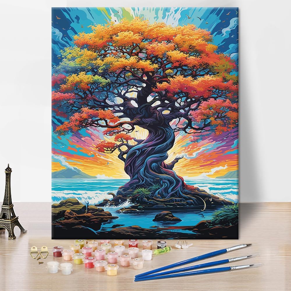 TISHIRON Majestic Tree of Life Paint by Numbers or Adults Kids Beginner