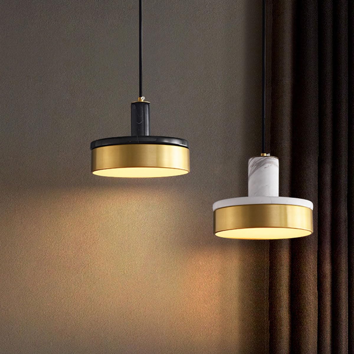 Nowoczesna i prosta lampa wisząca do łóżka w pomieszczeniach, miedź i marmur, lampa wisząca, żyrandol do czytania, odpowiedni do baru restauracyjnego