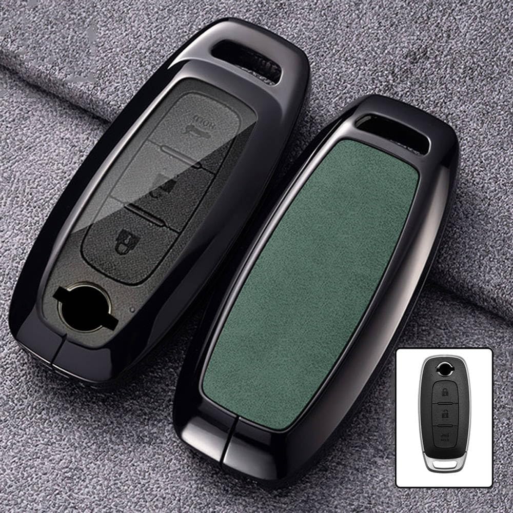 KUNIO Leather Metal Car Key Fob Cover Case Key Protective Cover Keychain Key Cover Fit for Nissan Qashqai Altima Teana