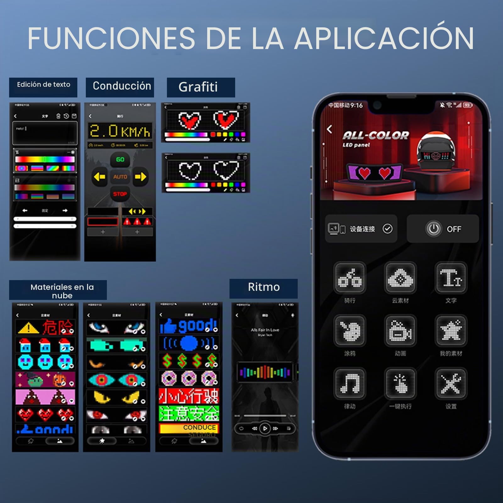 Lixada Pantalla LED de color completo para casco de bicicleta y motocicleta, sistema de intermitentes para bicicleta, luz de freno para bicicleta, pantalla de velocidad en tiempo real, conexión a APP