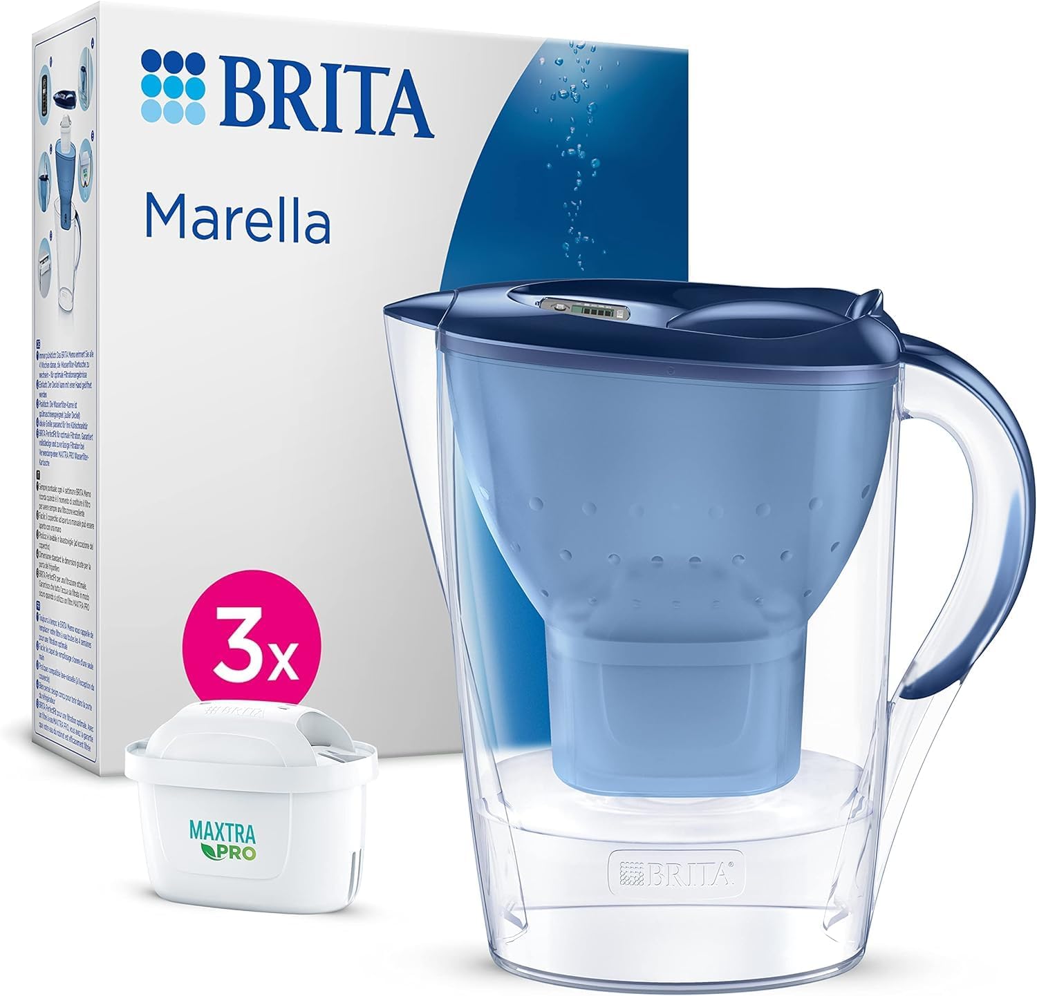 BRITA Jarra filtradora de agua MAXTRA Marella, 3x filtro Pure Performance