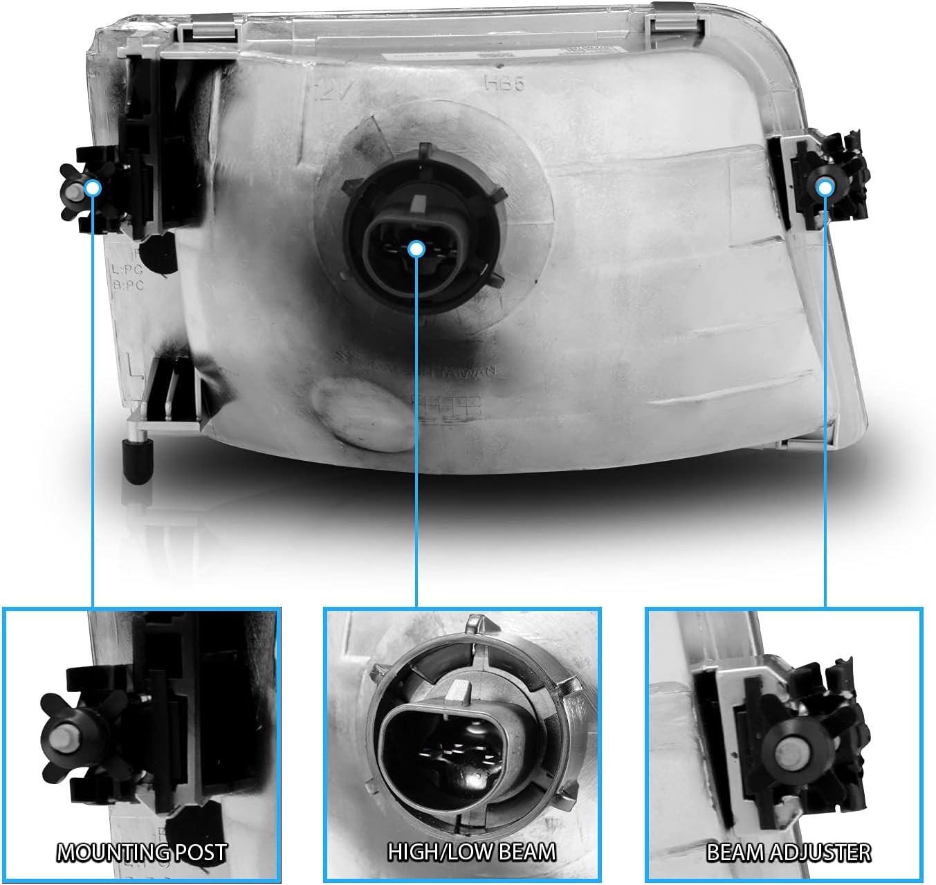 AmeriLite Headlights for Ford Ranger - Passenger and Driver Side
