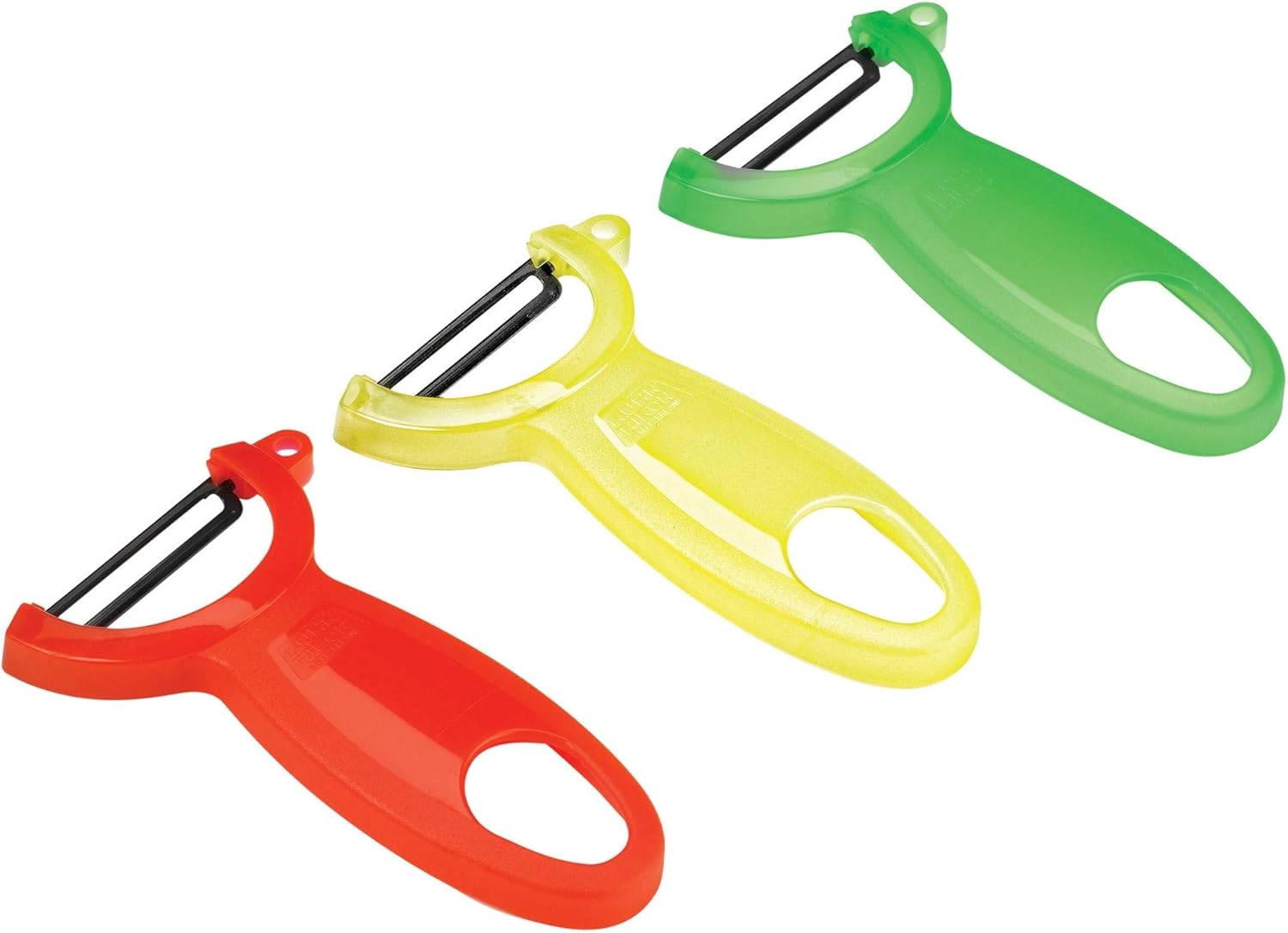 Kuhn Rikon Original Swiss Peeler Set, 4-Inch, Set of 3, Translucent RedGreenYellow