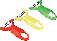 Kuhn Rikon Original Swiss Peeler Set - 3 Translucent Y-Peelers, Razor-Sharp Carbon Steel, Made in Switzerland (Red/Green/Yellow, 4-Inch)
