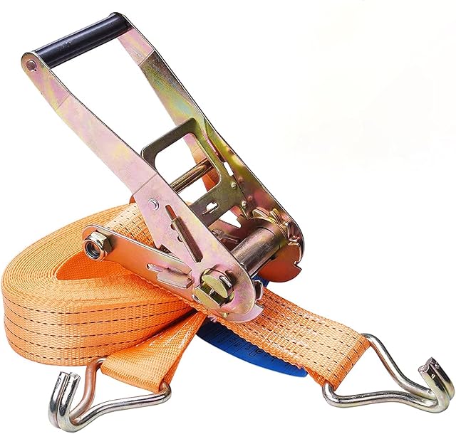 Manduka RX1050 Tie Down Ratchet Straps with J-Hook 32FT 1.7inch 2000kg Lashing Capacity 4000kg Breaking Strain, Lashing Strap for Lawn Equipment, Moving Appliances, Motorcycle,Orange
