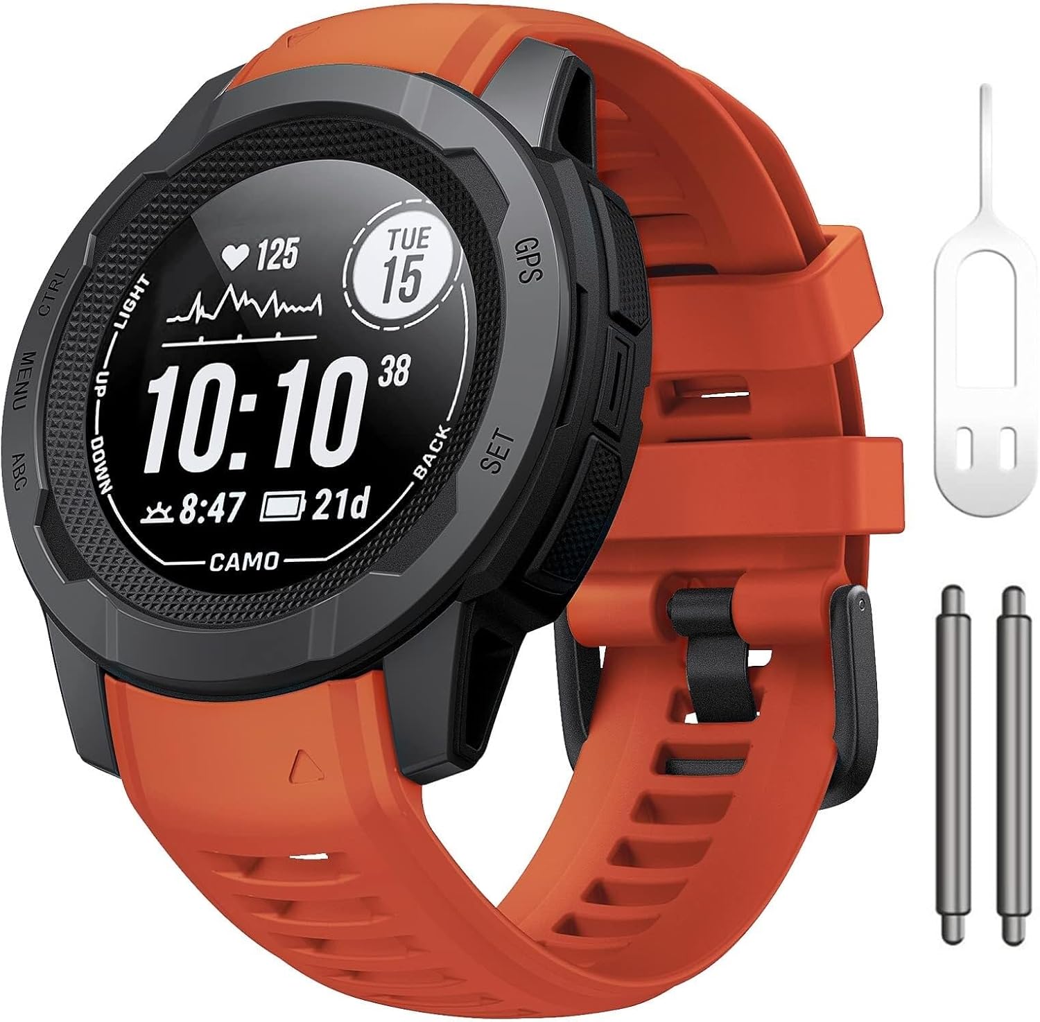 For Instinct 2 Watchband Instinct 2 Solar wristband 22mm Soft Silicone Replacement Watch Strap Compatible with Instinct 2 Solar Tactical(Orange)