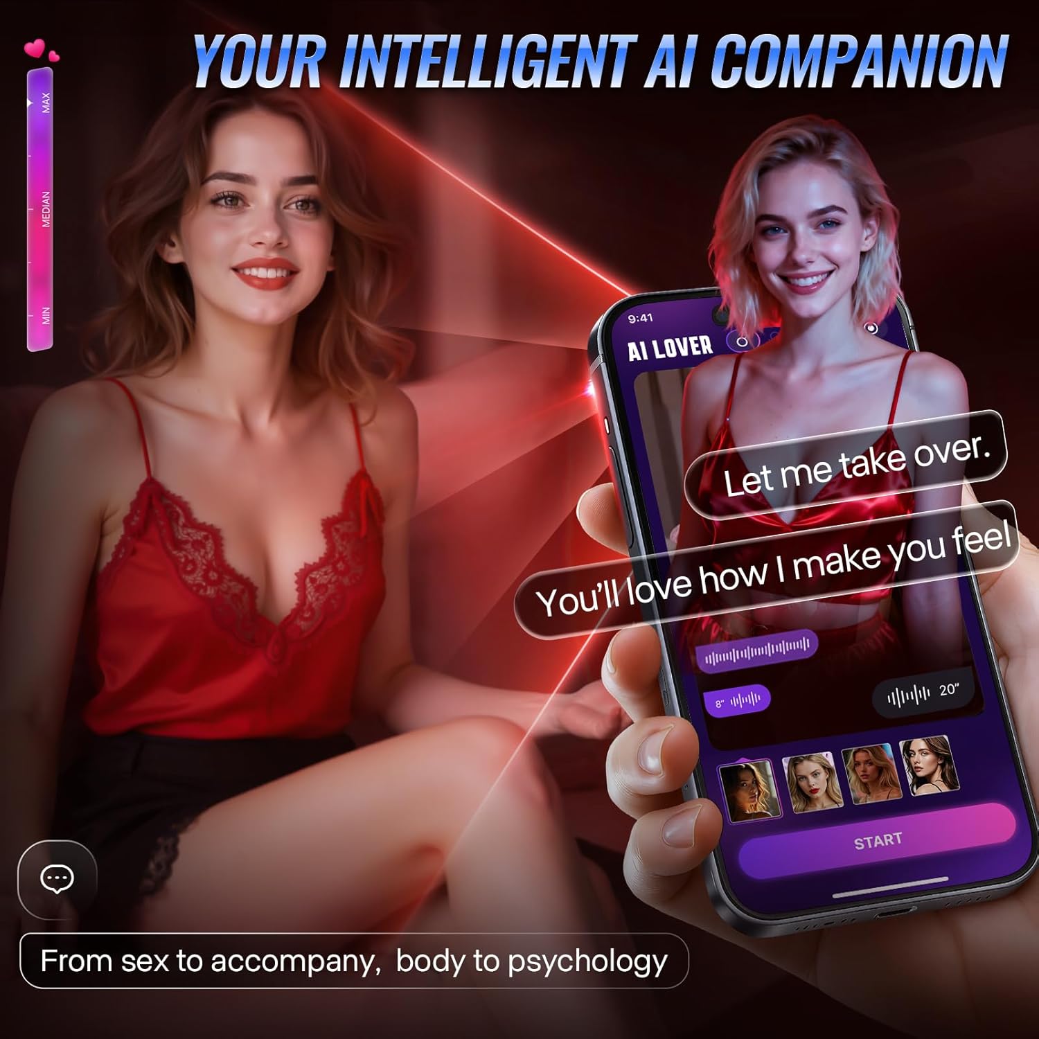 Smartphone screen displaying the AI Lover app interface for the EINSEO Gatling device.