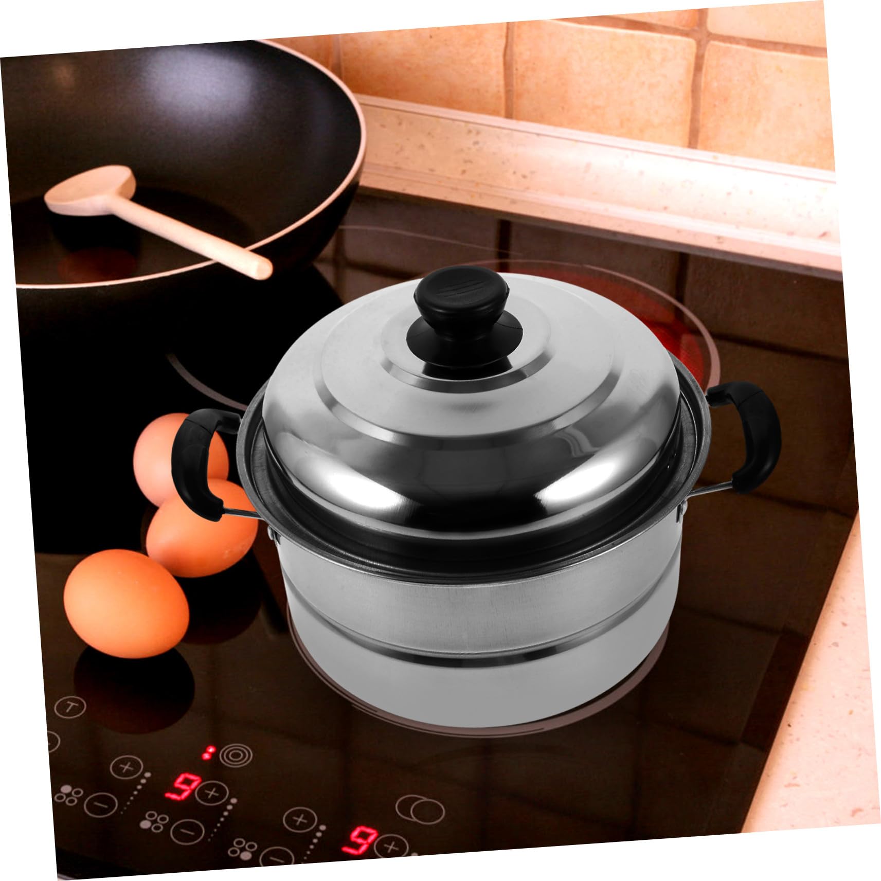 Cabilock Marmite à Soupe Cuiseur Vapeur Multifonction en Acier Inoxydable Épais Couvercle Résistant aux Chocs, Ustensile la Cuisine Inox Maison Ustensile de Cuisine