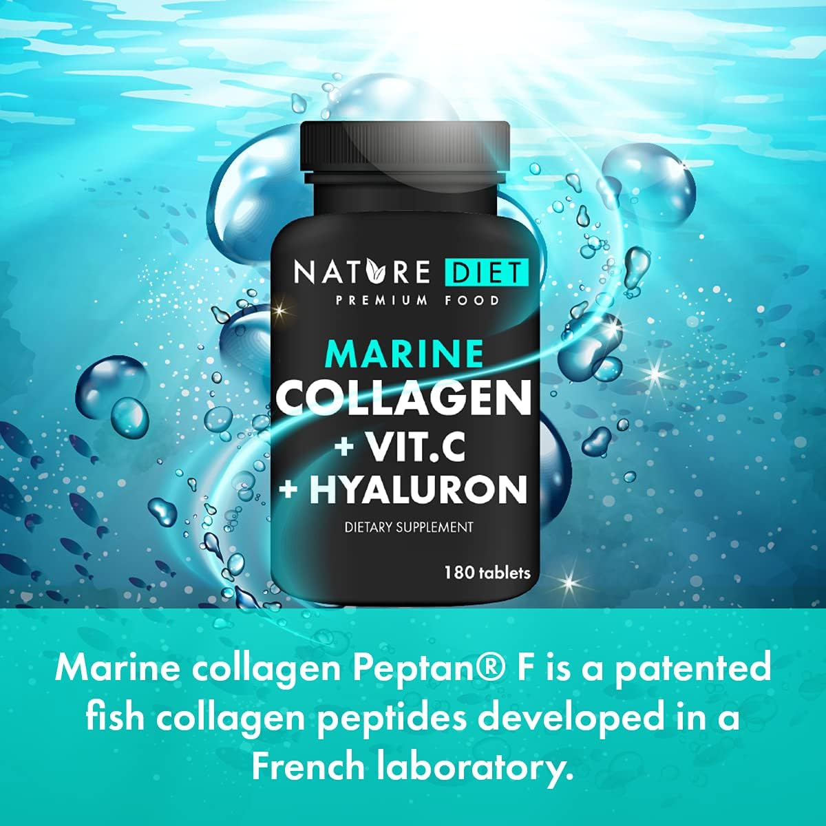 Nature Diet - Marine Collagen with Hyaluronic Acid and Vitamin C, 180 tablets, 500 mg , Peptan F , Fish Collagen - Image 3