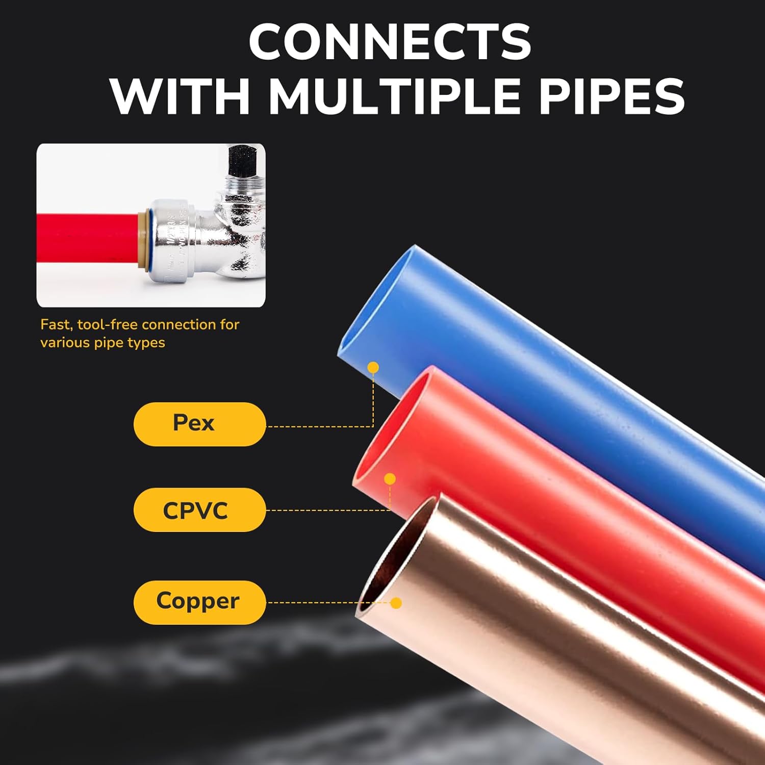 12 Pack Angle Stop Valve, 1/2" PTC x 3/8" OD Compression, Toilet Water Shut Off Valve for PEX, Copper, CPVC Pipe, Quarter-Turn Push to Connect Brass Plumbing Fitting with Disconnect Clip