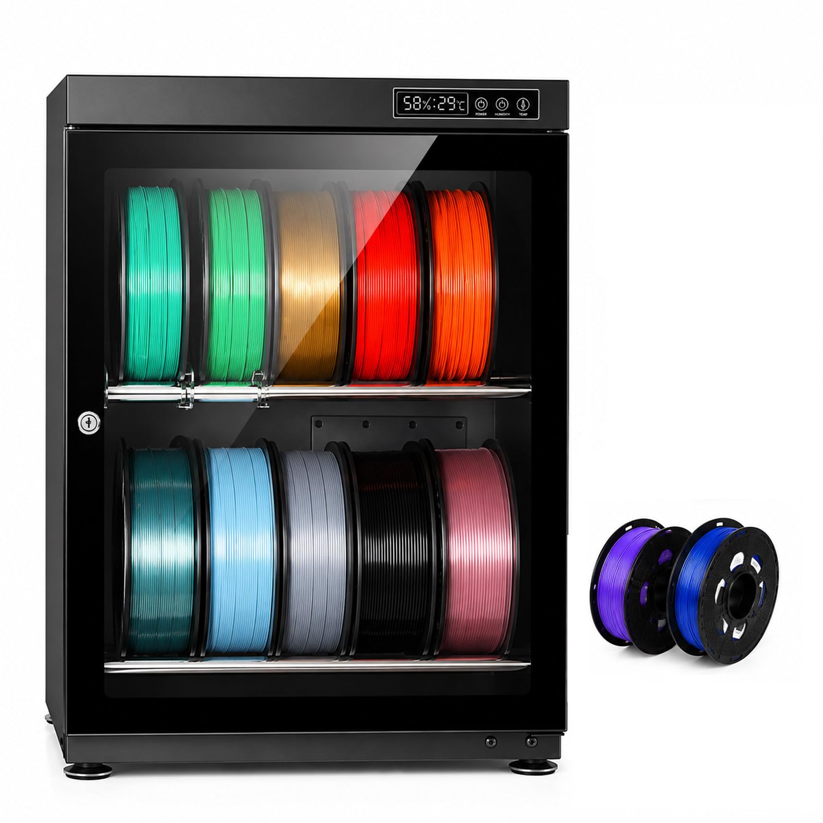 JIYINGHUI 3D Printer Filament Dryer Box, Anti-Moisture Storage Box Holding 10-18 Filament Spools,w/Auto Humidity Control (RH15%-RH60%), for PLA PETG ABS TPU 70L