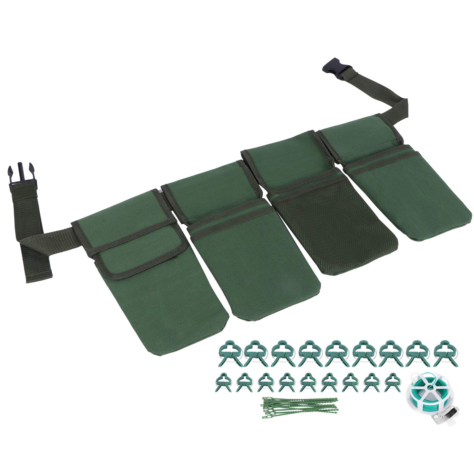 Set di attrezzi da giardinaggio, verde con clip di sostegno per piante, kit di fascette regolabili per la tutoratura di pomodori, cetrioli e piselli dolci, organizer