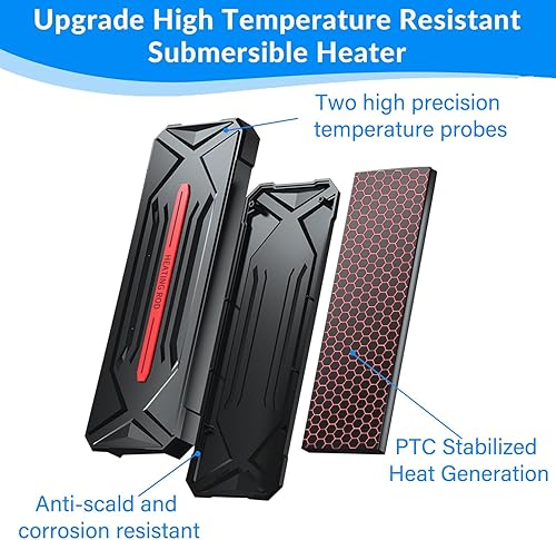 Miniatura 3 de Calentador de acuario Calentador de tanque de peces de titanio de 300 W con controlador digital y protección inteligente de agua sobre calefacción y