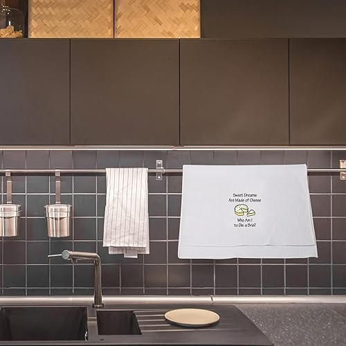 Miniatura 6 de LEVLO Divertidos regalos para amantes del queso, los dulces sueños están hechos de queso Who Am I to Dis a Brie, toallas de cocina dulce regalo de