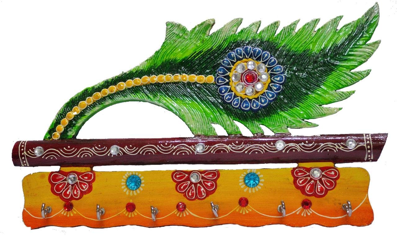 Preeminent Designs Lord Krishna FluteMorpankh Design Wooden