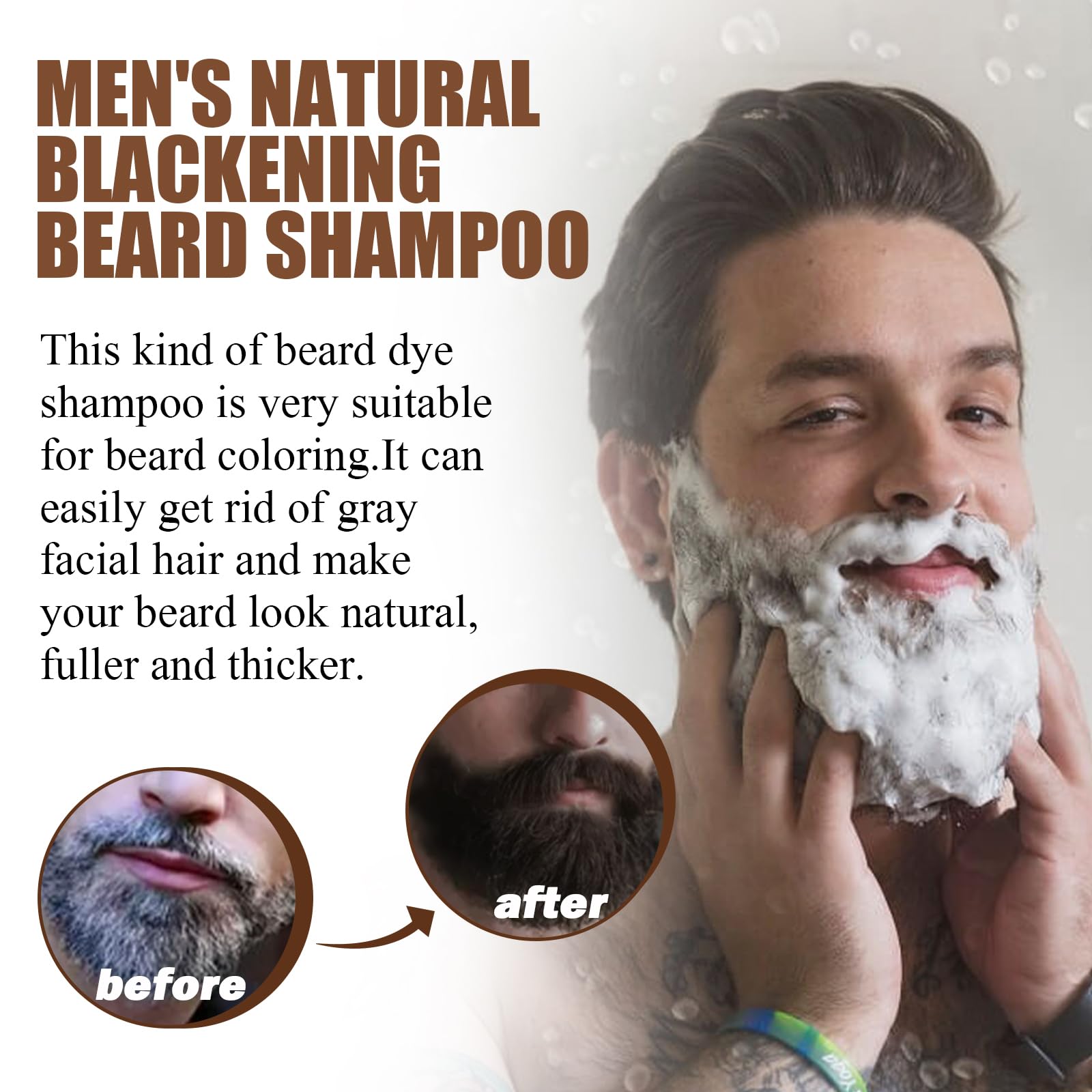 Tinte Para Barba Hombre, Tinte Barba Hombre, Barra De Champú para Oscurecer la Barba, Color de Barba Negro, Barra de Champú para Oscurecer el Cabello, el Cuidado Diario de la Barba