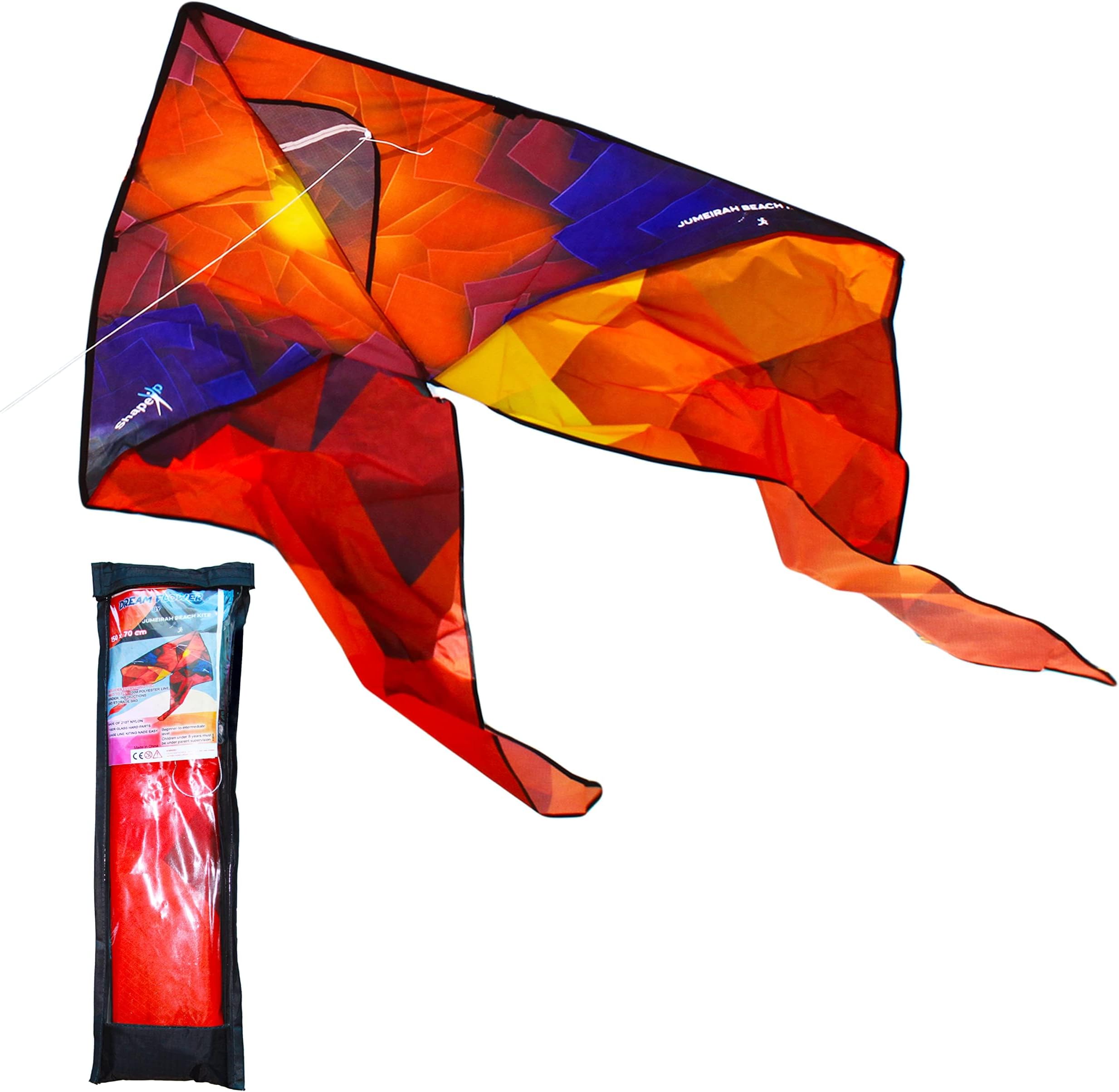 Single Line Beach Kite for Kids & Adults, Kites for Beginner with 1.6 Meter Strong Kite String with Winder Handle, Easy-To-Fly Lightweight Sport & Outdoor Toys Great for All (Dream Flower)