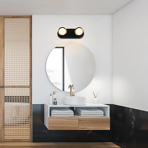 Miniatura 5 de Luces LED de tocador de baño, iluminación ajustable de baño de oro negro, luces de pared de 2 luces sobre el espejo, 11.8 pulgadas de longitud