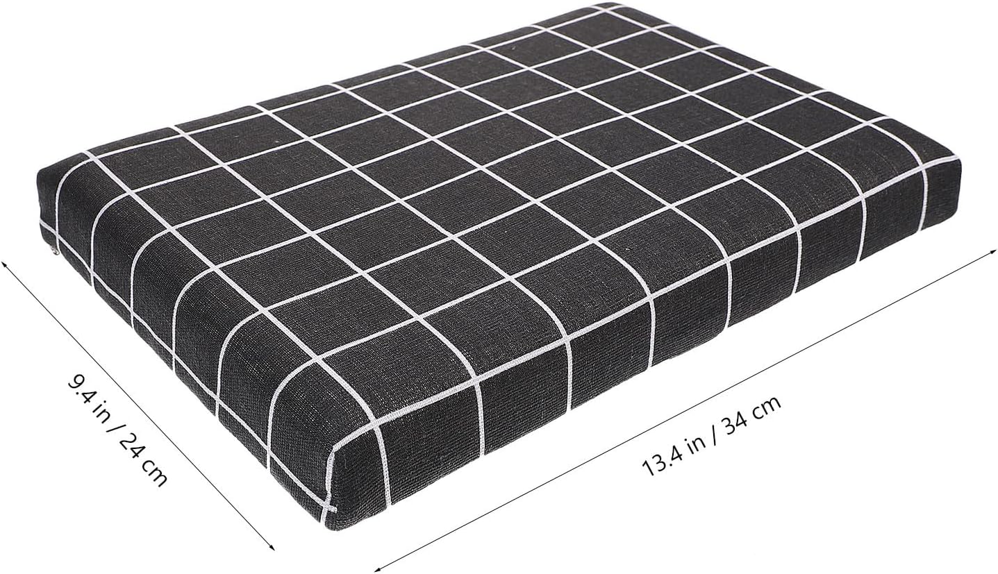 GLEAVI Chair Cushion for Kitchen Chairs, Non Slip Ties, Black Plaid