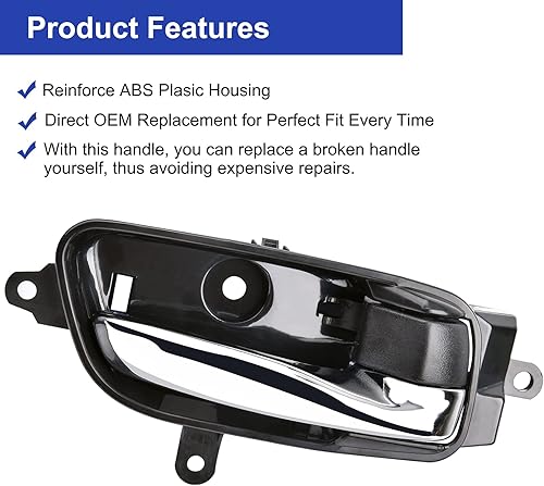 Miniatura 3 de Lado del conductor Interior Manija de la puerta delantera trasera izquierda con kit de reparación para Nissan Altima Pathfinder 2013-2017, Nissan