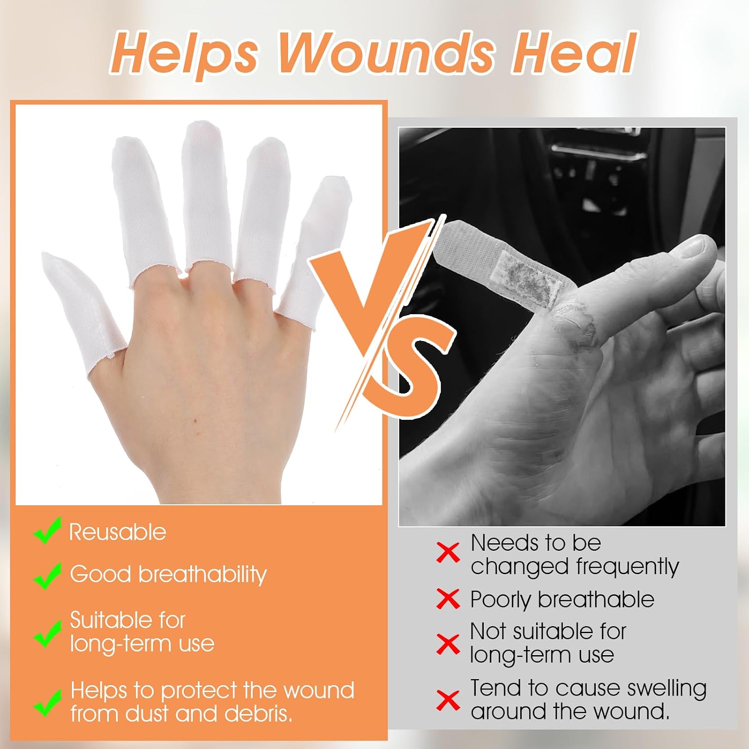 200 Pcs Cotton Cots for Finger,Cloth Finger Cots,Fingers Gauze Sleeve Thumb Protector Covers,White Fingers Condom Sleeves Protectors for Injury,Comfortable Breathable,Moisture Wicking