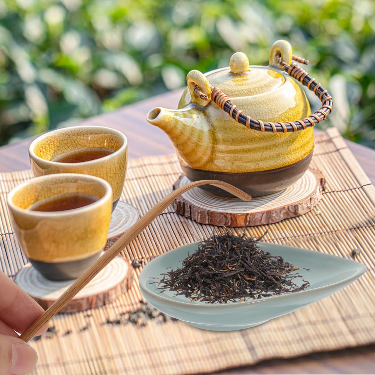 Ciieeo Ceramic Tea Scoop for Loose Tea 4.92X2.75 Inch Lightweight Leaf Container with Needle for Gongfu Ceremony and Home Brewing