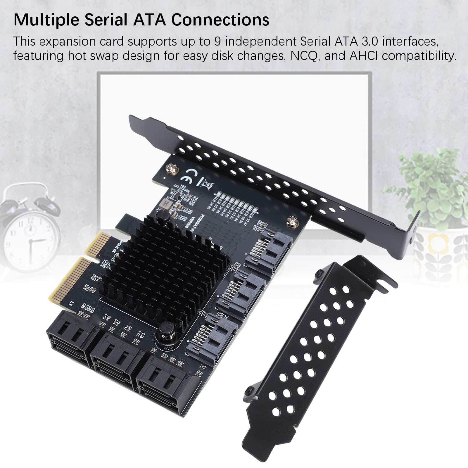 Goshyda 9-Port-PCIe-SATA-Erweiterungskarte, 6-Gbit/s-SATA-3.0-Controller mit Hot-Swap-Unterstützung, PCI-E X4/x8/x16-Steckplatzadapter für Wins Linux, Festplattenerweiterungskarte