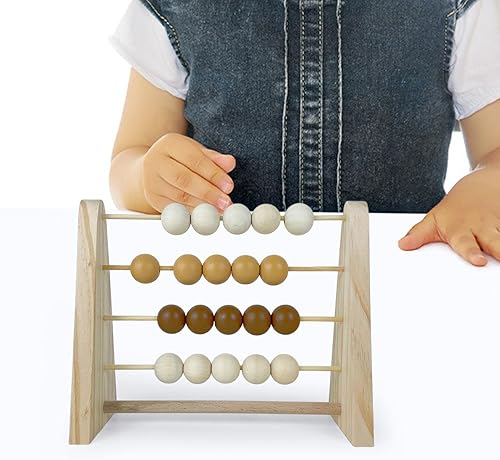 Miniatura 5 de Menolana Montessori - Abaco de madera para niños, cuentas de matemáticas multicolor, aprendizaje de matemáticas para niños de 3, 4, 5 años, amarillo